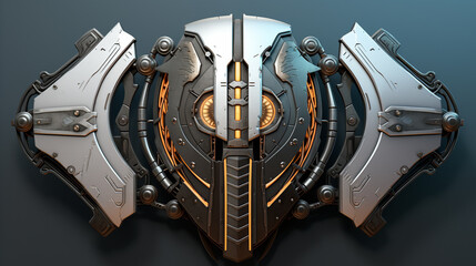 A 3D design of a shield with robotic arms that deploy when needed - obrazy, fototapety, plakaty