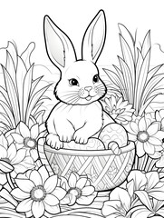 Easter theme coloring page illustration for kids