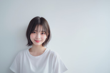 笑顔のかわいいTシャツ女子