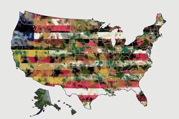 Map of USA: Camo stars and stripes