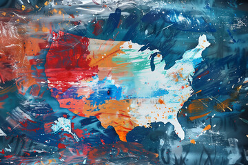 Map of Usa: Colorful Brushstrokes