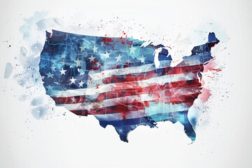 Map of USA: Stars and stripes inside US map