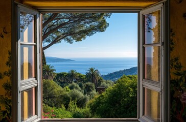 Open window view to the Cote d Azur