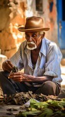 Old man smoking a cuban cigar, old man smoking, smoking a cigar, cuban man smoking a cigar, cigar lifestyle