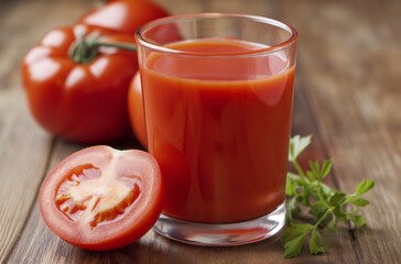 Fresh tomato juice in a glass