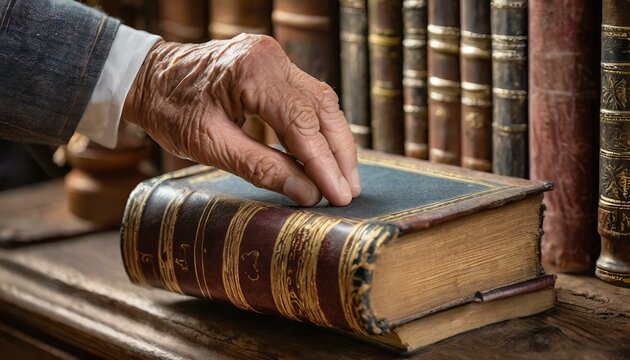 Mano sobre un libro valioso