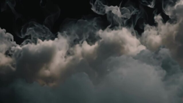 Soft tendrils of smoke gently rise amidst the black background