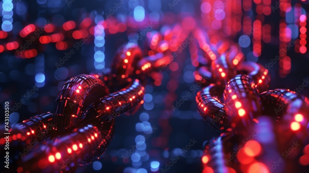 Poster dynamic digital networks - abstract red and black technological background with glowing elements