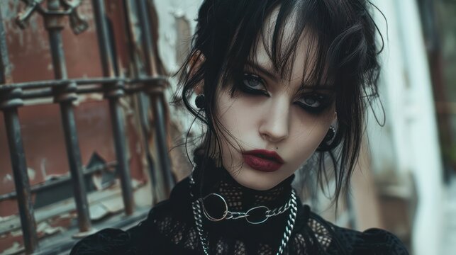 Goth fashion in an urban setting dark and mysterious an expression of individuality and subculture