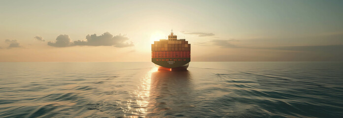 Container ship sailing in the sea.