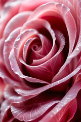 Floral spring bliss pink rose with delicate petals in bloom, mesmerizing macro closeup with intricate detail.