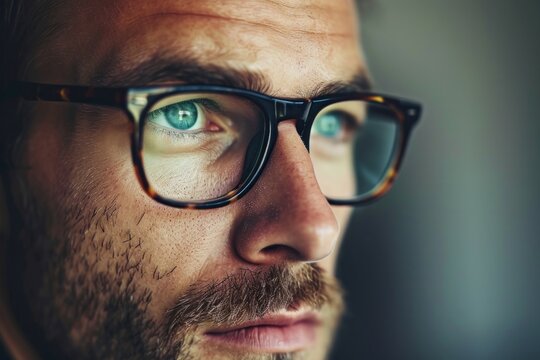Retrato de hombre con gafas, enfoque selectivo