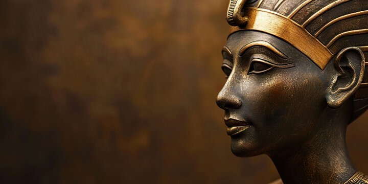 Ancient statue of pharaoh. Female Egyptian