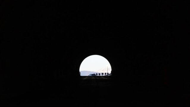 Goriano Sicoli The 285-meter-long Olmo di  Bobbi automotive tunnel on the SP 60 road or Via Provinciale up in the mountains.