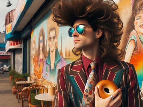 man eating a bagle