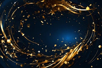 bstract background with Dark blue and gold particle star, christmas, sky, light, night, vector,...