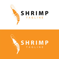 Simple shrimp logo design vector seafood sushi restaurant prawns template illustration