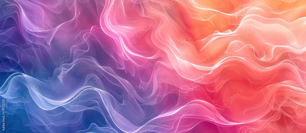 Poster multicolored wavy lines create a dynamic and colorful abstract pattern background.