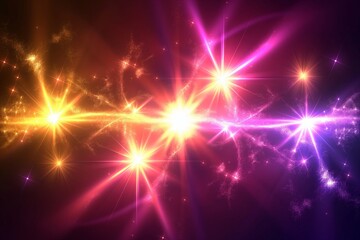 Fototapeta premium Vibrant Abstract Light Show with Sparkling Stars and Vivid Colors for Festive Backgrounds