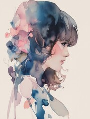 Double Exposure Female with flowers and nature