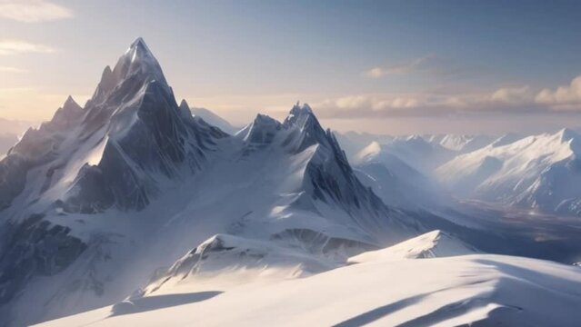 Video, beautiful snowy mountains. AI generative.