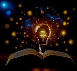 the magic of knowledge turning into bright ideas ,image of an open book and a glowing light bulb,The Power of Reading