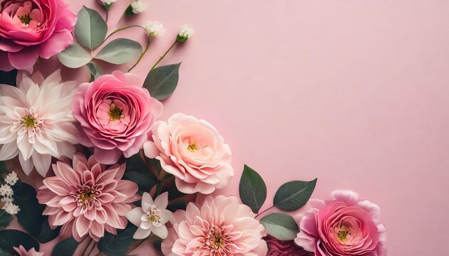 floral pink background with place for your text illustration generative