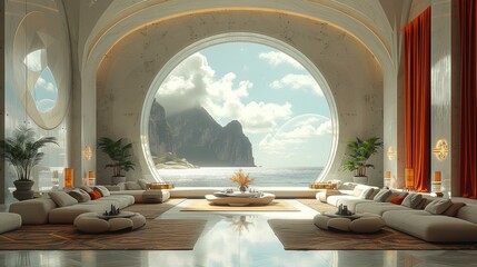 Fototapeta premium Futuristic mandala Entryway/Foyer , interior design good quality, 3D, fit within frame