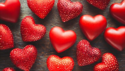 Obraz premium bright red hearts abstract background