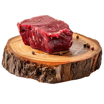 AI Generated Image: Beef Ribeye Steak on Rustic Wooden Board with Transparent Background