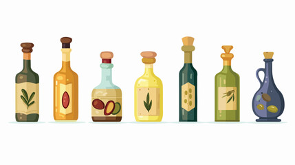 Olive oil bottle icon cartoon flat vector illustrationr