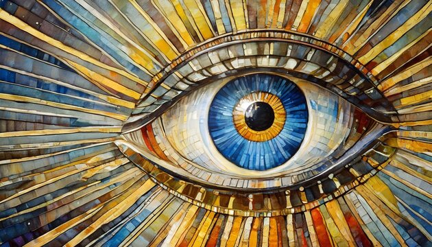 a painting of an all seeing eye an eye of horus
