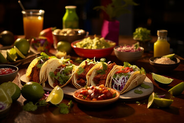 table with typical mexican foods