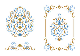 Traditional Islamic floral d&eacute;cor elements (arabesque) isolated on white. Vector set.