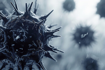 Virus, biological organism under microscope. Closeup view, generative ai - obrazy, fototapety, plakaty