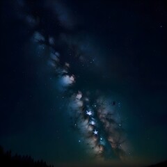 Milky way galaxy and stars in the night sky. Long exposure photograph.