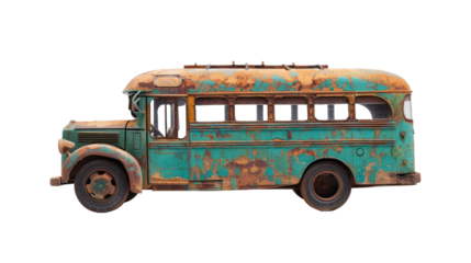Old bus isolated on transparent background