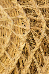 Beige wicker texture background close up