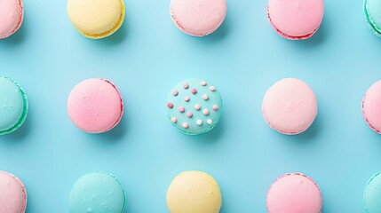 Obraz premium Assorted collection of vibrant macarons creating a colorful and lively background