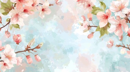 Fototapeta na wymiar Soft pastel peach and coral abstract spring background blending with sky blue hues