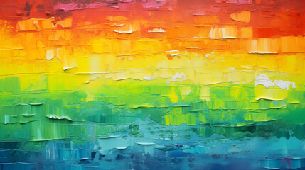 Vibrant Oil Painting Palette Knife Abstract Rainbow Art. Bright vivid colors.