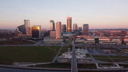 Panorama of the business centre of Vilnius city. Lithuania.