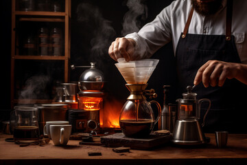 Barista making coffee, AI generated Image
