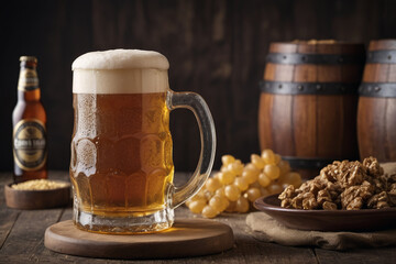 Golden craft beer in glasses