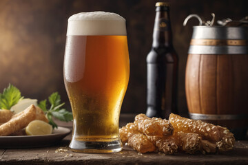 Golden craft beer in glasses