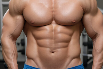 Fototapeta na wymiar Muscular body builder man posing