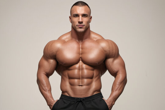 Muscular body builder man posing