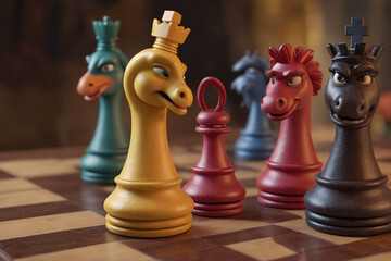 Chess figures on chess board