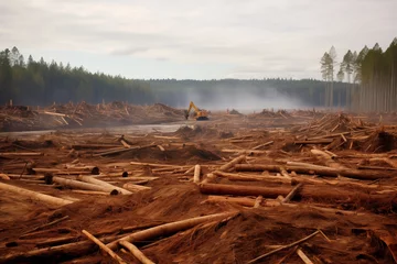 Rolgordijnen Forest fire. Destruction of forests in the taiga. Destruction of forests. © Татьяна Евдокимова