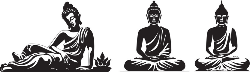 silhouettes of a meditating buddha